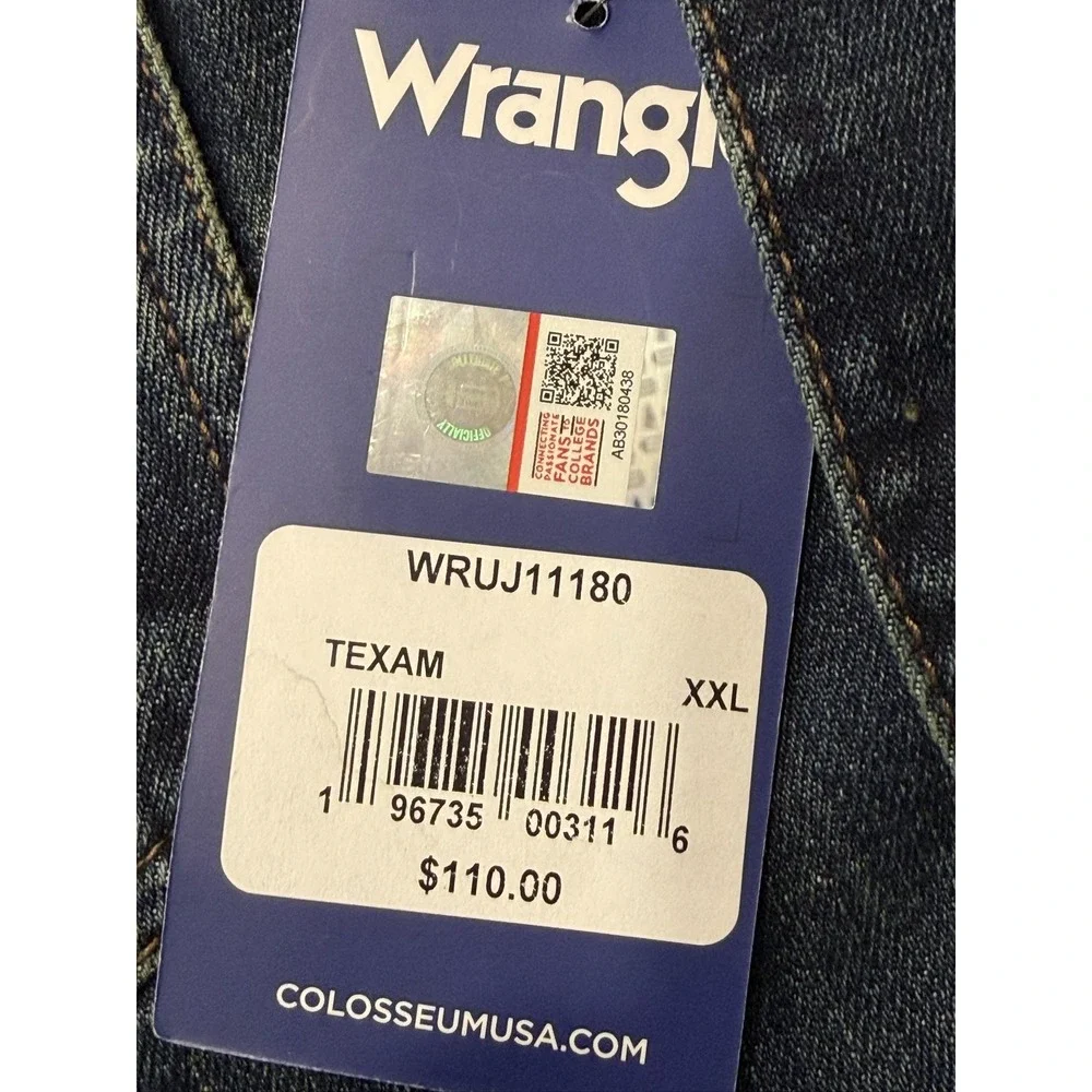 Wrangler Retro Texas A&M Embroidered Denim Jacket Mens XXL Blue WRUJ11180